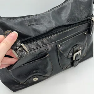 Liz Claiborne vintage Black Textured Shoulder Bag with Adjustable Strap thumbnail 4