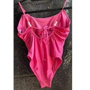 Shade & Shore Pink One-Piece Swimsuit with pearls open back high leg cheeky XS thumbnail 4