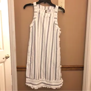 Anthropologie Akemi & Kin Claudia Sleeveless Striped Linen‎ Dress White 0 thumbnail 2