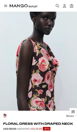Mango FLORAL DRESS WITH DRAPED NECK thumbnail 6