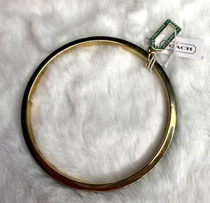 Coach Pave Crystal 96416 gold-tone bangle bracelet crystal hinge thumbnail 1