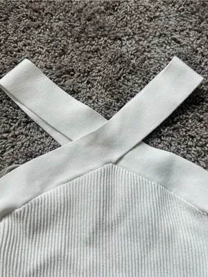 Aritzia White Ribbed Cross-Strap Knit Crop Top thumbnail 3