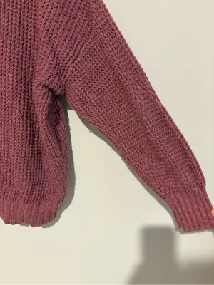 American Eagle Oversized Crew Neck Long Sleeved Waffle Knit‎ Sweater pink large thumbnail 6