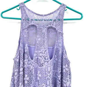 Free People size small purple lace sleeveless dress with cutout on‎ back lined thumbnail 4