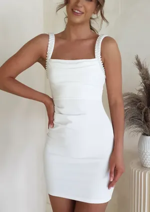 White pearl mini dress thumbnail 1