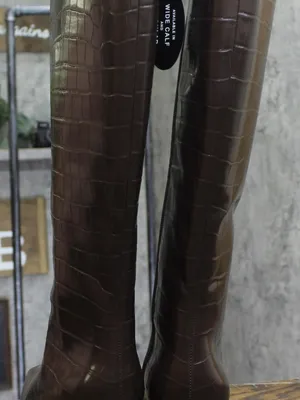NWT INC International Concepts Knee-High Boots with Kitten Heel Brown Croc 7.5M thumbnail 9
