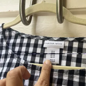 Tabitha Webb Dress 8 Checkered Black White Plaid Preppy Boho Country Ruffle Mini thumbnail 2