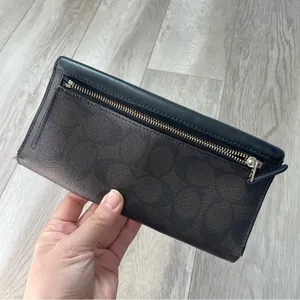 Coach Leather Wallet monogram rectangular womens Black designer classic thumbnail 2