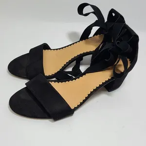 LOFT Lace Up Black‎ Open Toe Sandals Size 8 thumbnail 2