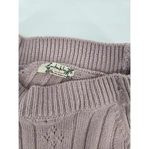 Free People Knit Top Womens L Mauve Around The Clock Open Back Pointelle Cropped thumbnail 3