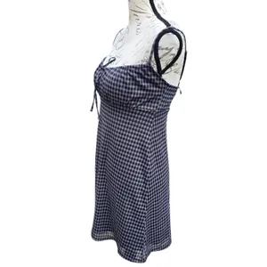 Aeropostale‎ Gingham Y2K Mini Dress Black White Checkered Empire Waist XS thumbnail 3