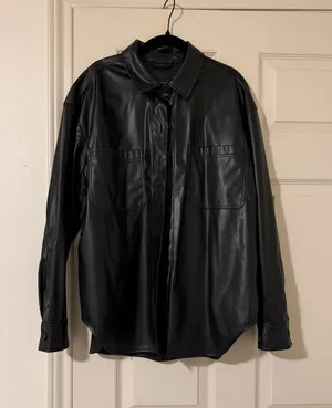 Black American Eagle Leather Jacket thumbnail 1
