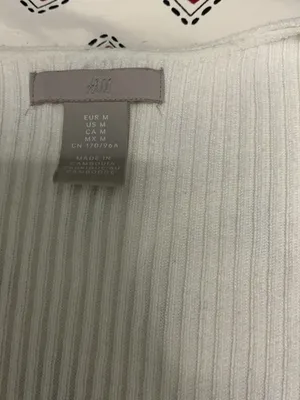H & M Women’s White Medium Ribbed Long Sleeve Square Neckline Coquette Feminine thumbnail 2