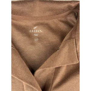 Freely Women’s X-Small Brown Belted Jacket Snap Front Longline Shacket Commuter thumbnail 2