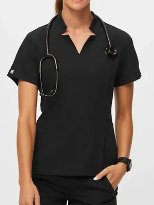 Like New Black Figs Inala Scrub Top XS Women thumbnail 1