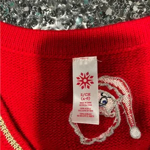 Women's Red Ugly Christmas Sweater Vest With Santa & Christmas Tree Small (4-6) thumbnail 3