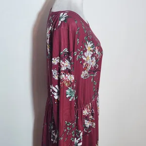 Zesica Long Sleeve Burgundy Floral Maxi Dress Size Large Wedding Guest Dress thumbnail 4