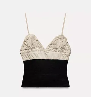 ZARA Contrasting Ruffled Top thumbnail 3