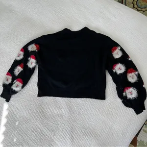 Christmas sweater black crop knit stretch size Small holiday thumbnail 8
