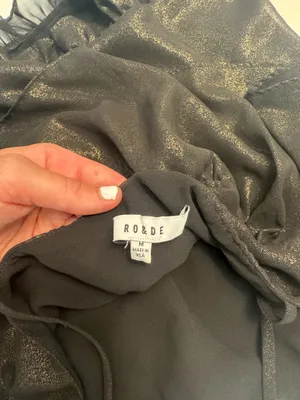 Ro & De Shimmery Black & Gold Ruffle Cami Tank Top thumbnail 4