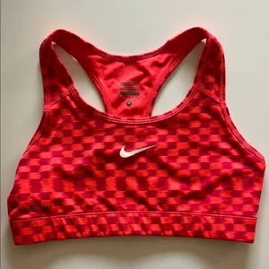 Nike Women's Pink & Orange Check Sports Bra thumbnail 1