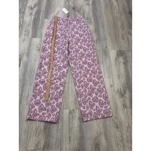 Shekou Pink Smiley Face Print High Waisted Wide Leg Jeans Womens Medium NEW thumbnail 7
