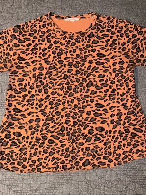 Mazik Orange Leopard Print Top Size M thumbnail 1