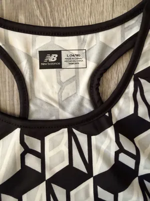 New Balance White Multi Geometric Print Racerback Sports Bra L (14/16) thumbnail 2