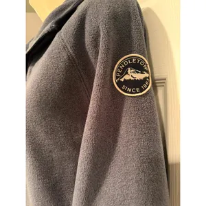 Pendleton‎ Women Fleece Quarter Zip Pullover Sz L Gray Blue Zip Pockets gorpcore thumbnail 2