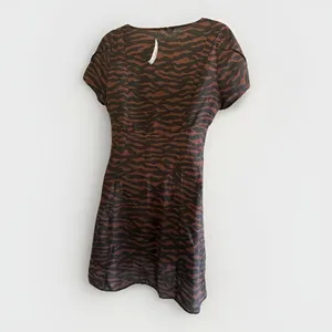 Madewell Tiger Print Mini Dress Women's V-Neck Short Sleeve Brown Black NWT thumbnail 4