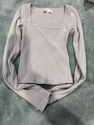 Hollister Ribbed Square Neck Long Sleeve Top, Size XXS thumbnail 1