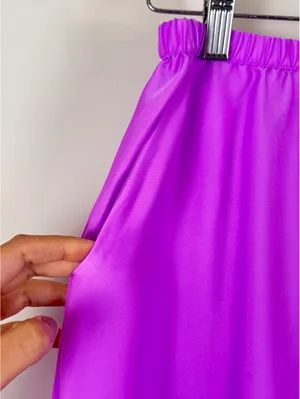 A New Day Purple Satin A-Line Maxi Slip Skirt Size Small Elastic Waist thumbnail 4