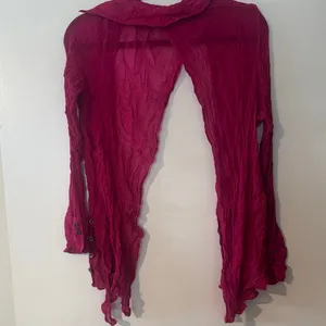 We The Free Open Front Button-Accent Sheer Top/Cover Up in Deep Magenta thumbnail 6