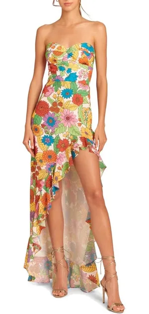NWT Eden Amanda Uprichard Floral Ruffle High-Low Gown women's size XL thumbnail 1