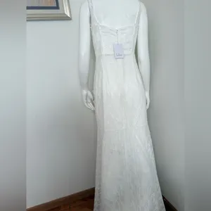 Lulus White Lace Bustier Maxi Dress – Size L – Stretch Fit Bridal Gown – New thumbnail 8
