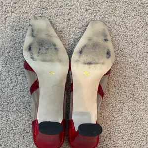 J. Renee Vintage Red Croc-Embossed Heels With Sheer Panel thumbnail 6