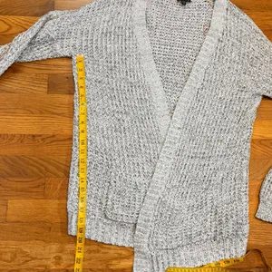 Express Women’s Large Gray Black Speckle Open Front Long Sleeve Knit Cardigan thumbnail 5