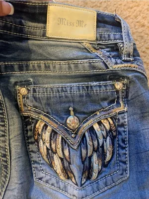 MISS ME Womens Blue Embellished Back Pocket Jeans size 31 thumbnail 3