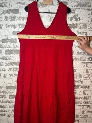 Quince | women gauzy coral red dress long thumbnail 4