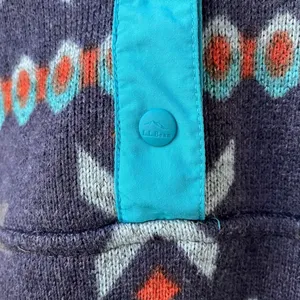 L.L. Bean Aztec Southwestern Print Pullover Fleece Jacket Sweatshirt 1/4 Snap L thumbnail 6