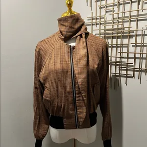 Forever 21 Brown Checkered Earhart Bomber Jacket thumbnail 3