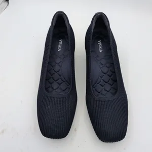VIVAIA Melody 2.0 Square Toe Chunky Navy Ribbed Knit Block Heel Pumps 7.5 38.5 thumbnail 4
