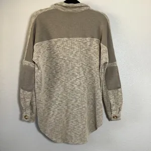 Ashlee by Amaryllis Oatmeal Lagenlook Oversized Bohemian‎ Waffle Knit Shacket S thumbnail 6