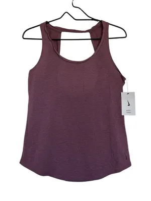 Nike Yoga‎ Womens Open Back Training Tank Top Plum Dust CJ3687-671 Small NWT thumbnail 1