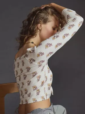 Anthropologie Sabrina Floral Cinched Crop‎ Top thumbnail 3