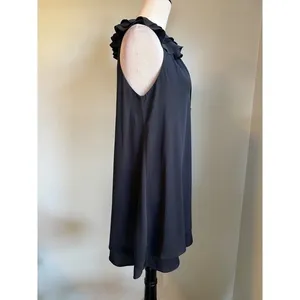 Amanda Uprichard Black Ruffle V-Neck‎ Sleeveless Shift Mini Dress Small classic thumbnail 5