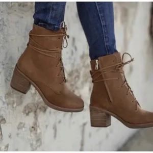 Ugg Oriana Boots Chestnut/Tan Sz 8.5 Side Zip Lace Up Western Prairie Fall thumbnail 2