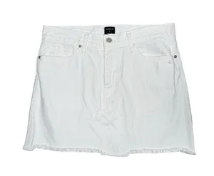 Just Black Denim White Ram Edge Hem Mini Skirt Women’s Sz L thumbnail 1