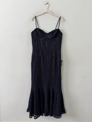 NWT Lulus Found Your Love Navy Blue‎ Lace Sleeveless Trumpet Midi Dress thumbnail 4