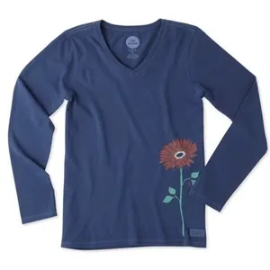 Life is Good 100% Cotton Namaste flower Long Sleeve Classic Fit Crusher Tee L thumbnail 1